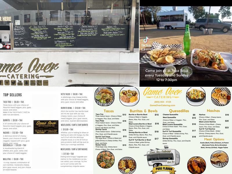 Game Over Catering Menu