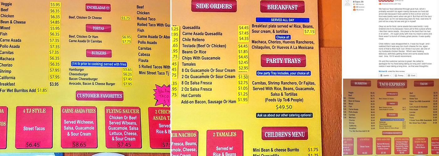 Taco Express Menu