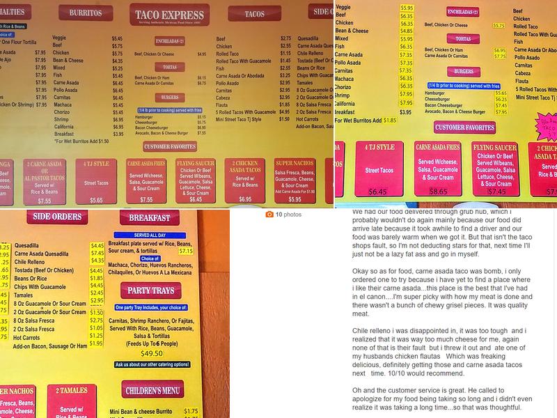 Taco Express Menu