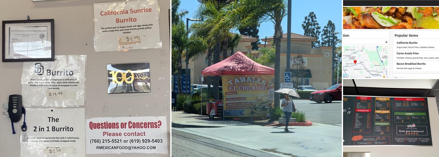 Valeries Taco Shop Menu