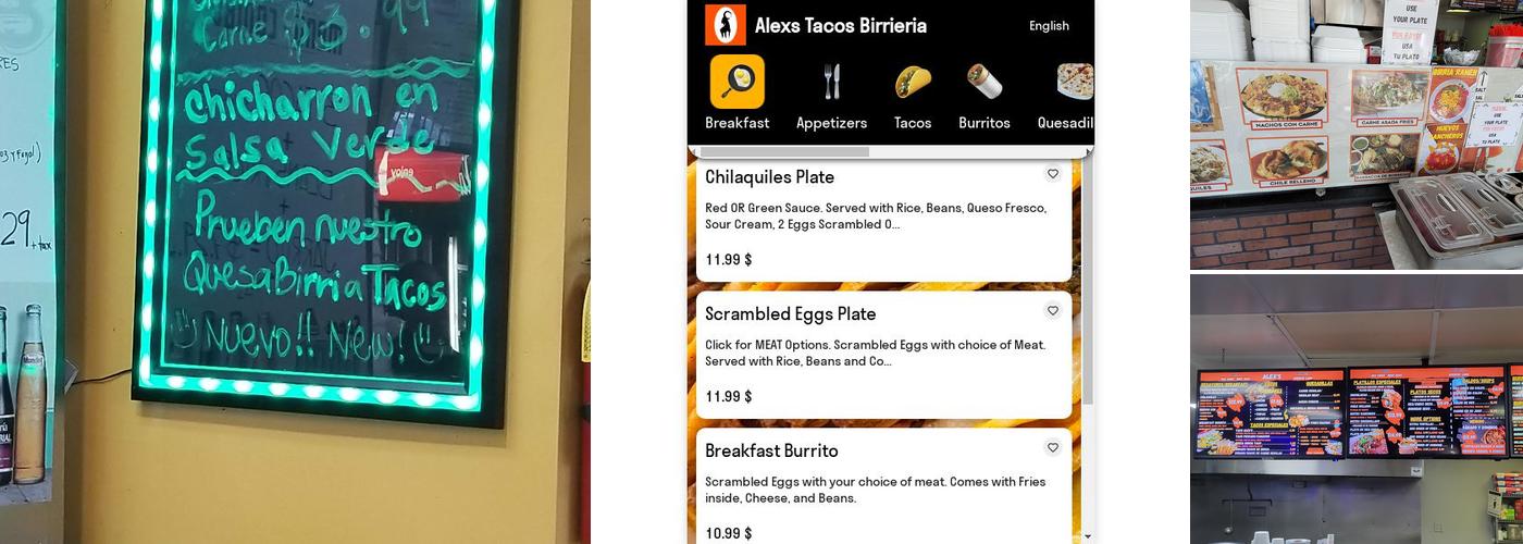 Alex's Tacos Birrieria Menu