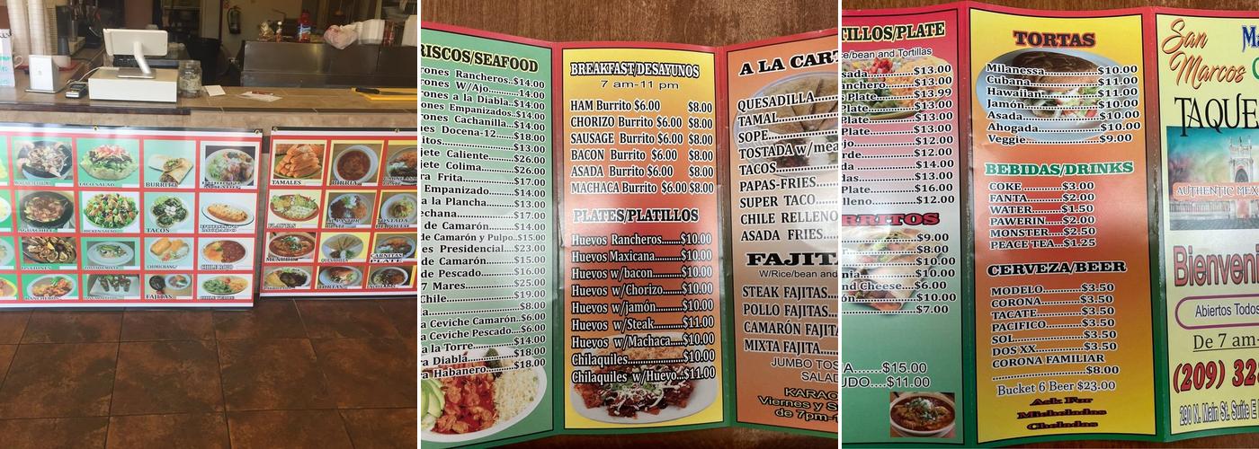 San Marcos Mexican Food Menu