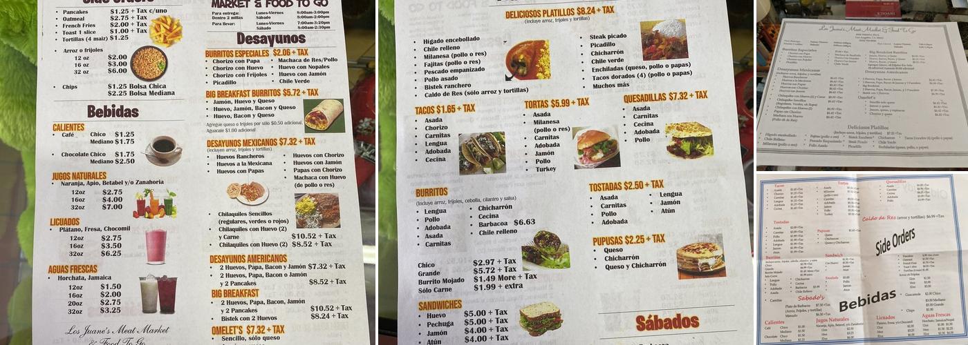 Los Juanes Meat Market Menu