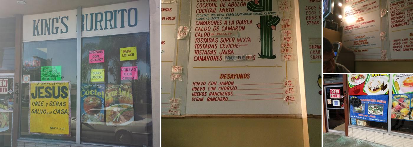 King Burritos Negrete Menu