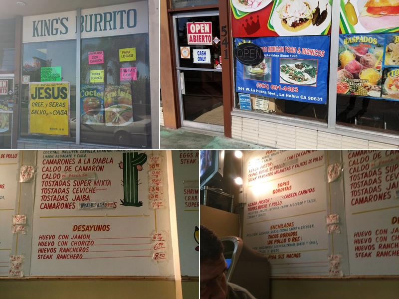 King Burritos Negrete Menu