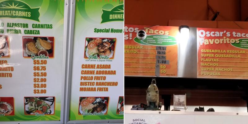 Oscar's Tacos Menu