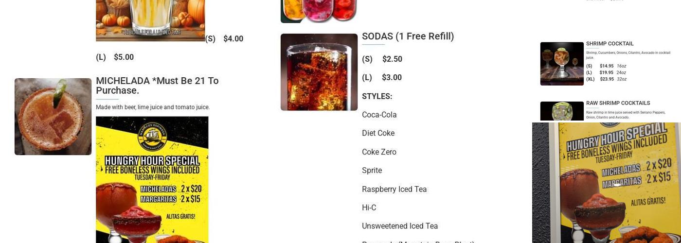 Mariscos Espinoza Highland Menu