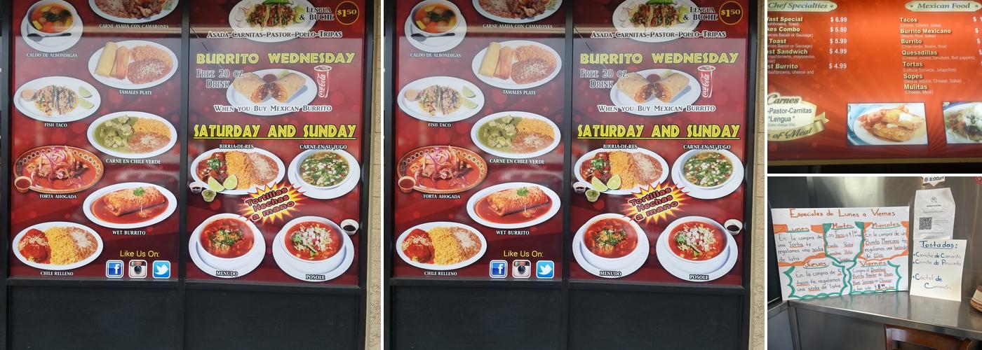 Sandys Cocina. Menu