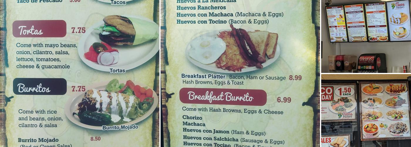 Taco Factory Menu