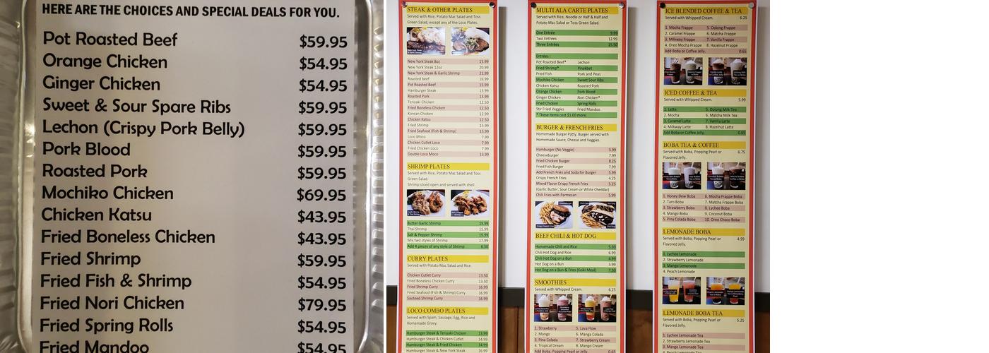 Sunlight Express Menu