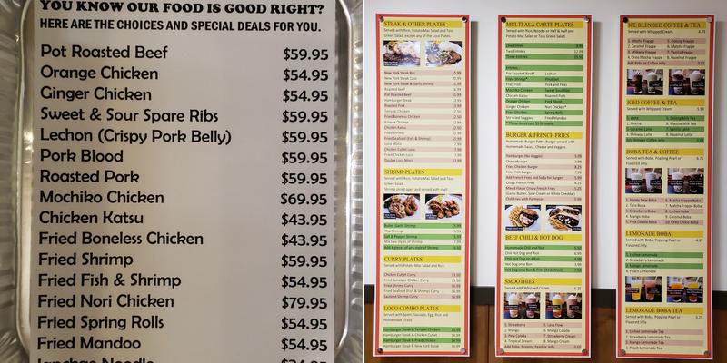 Sunlight Express Menu