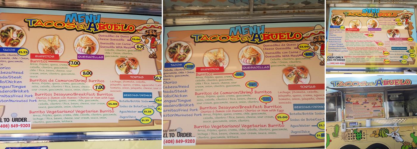 Tacos el Abuelo Menu