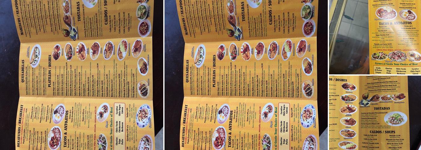 Taqueria Comidas Sabrosas Menu