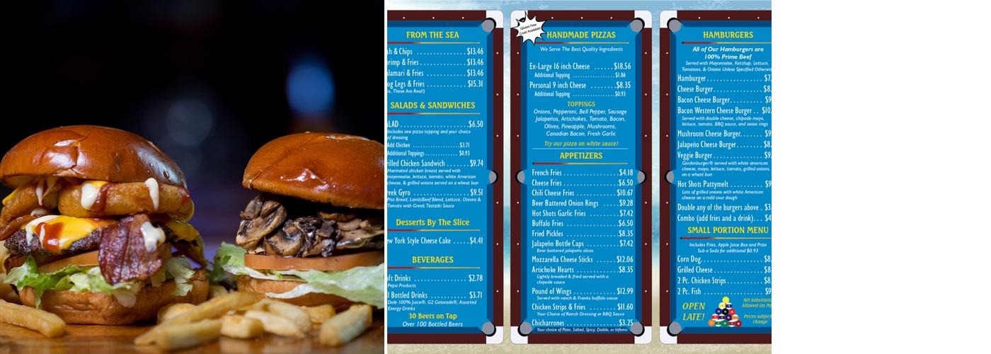 HotShots Billiards & Family Entertainment Menu