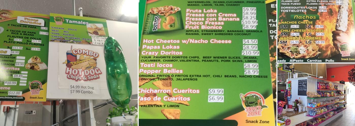 Snack Zone Menu