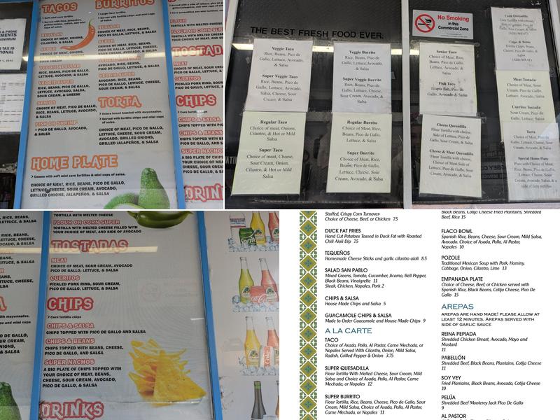 El Manantial Tacos Menu