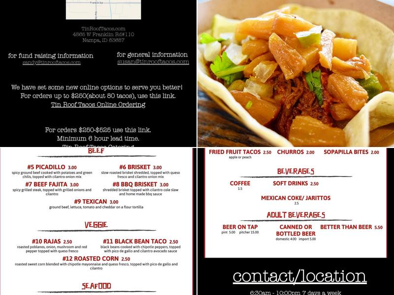 Tin Roof Tacos Menu