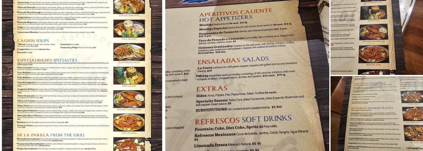 La Costa Menu