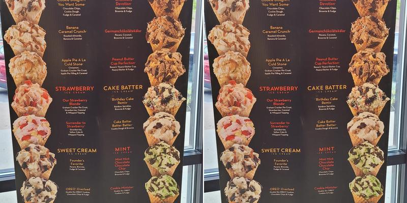 Cold Stone Creamery Menu