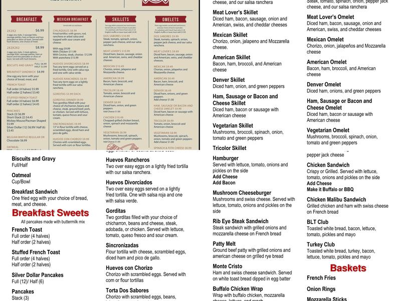 Dos Sabores Menu