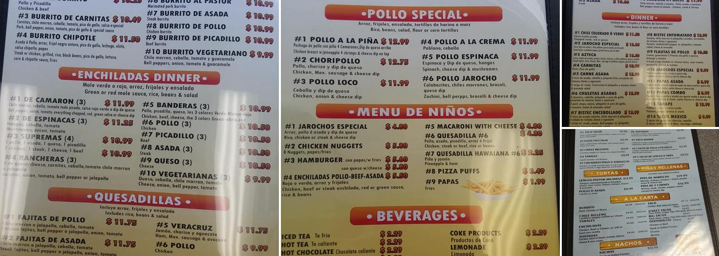 El Jarochito Menu