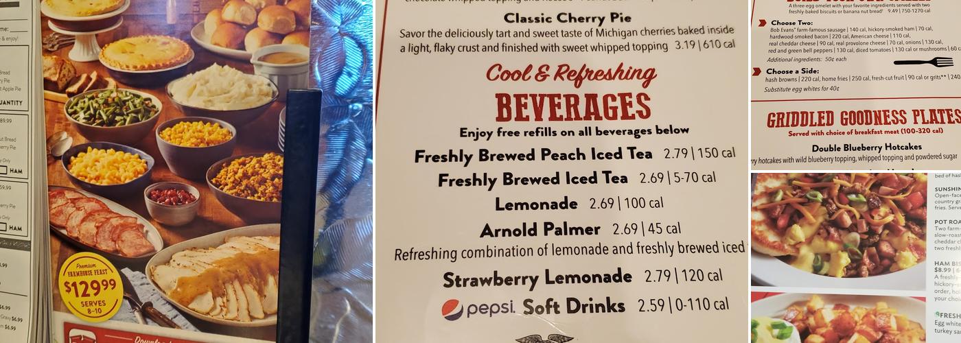 Bob Evans Menu