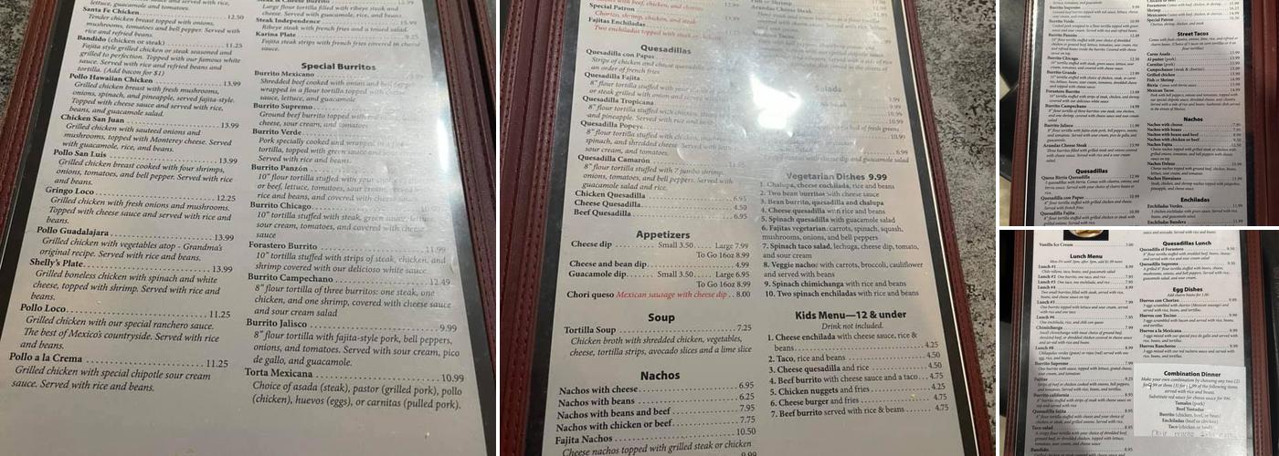 El Rincon Azteca Mexican Restaurant Menu