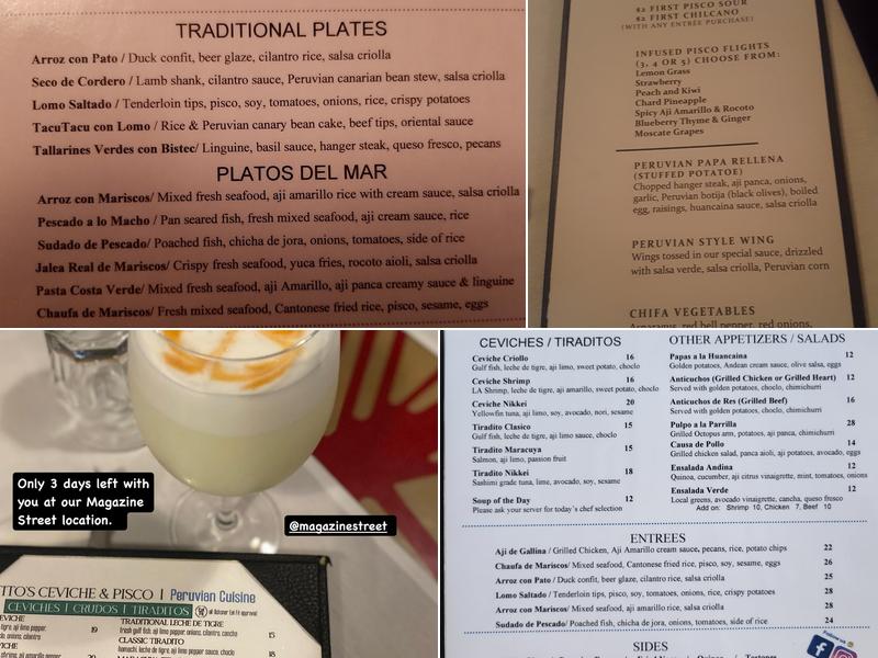 Tito's Ceviche & Pisco Menu
