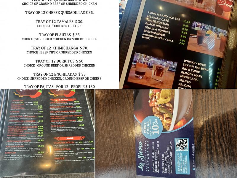 La Sierra Menu