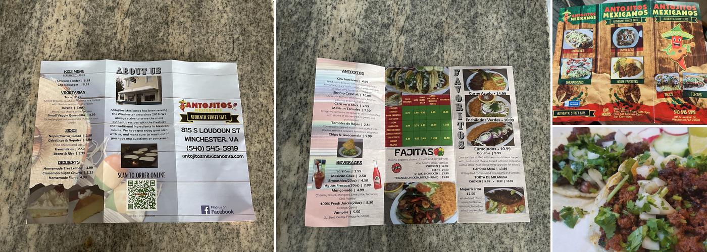 Antojitos Mexicanos Menu