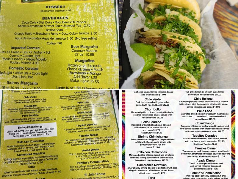 Pablito's Taqueria Menu