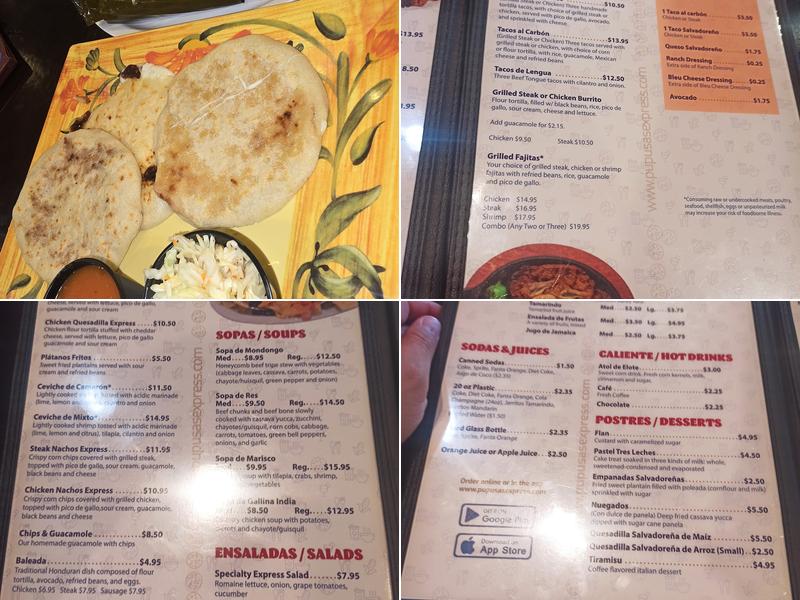 Pupusas Express Menu