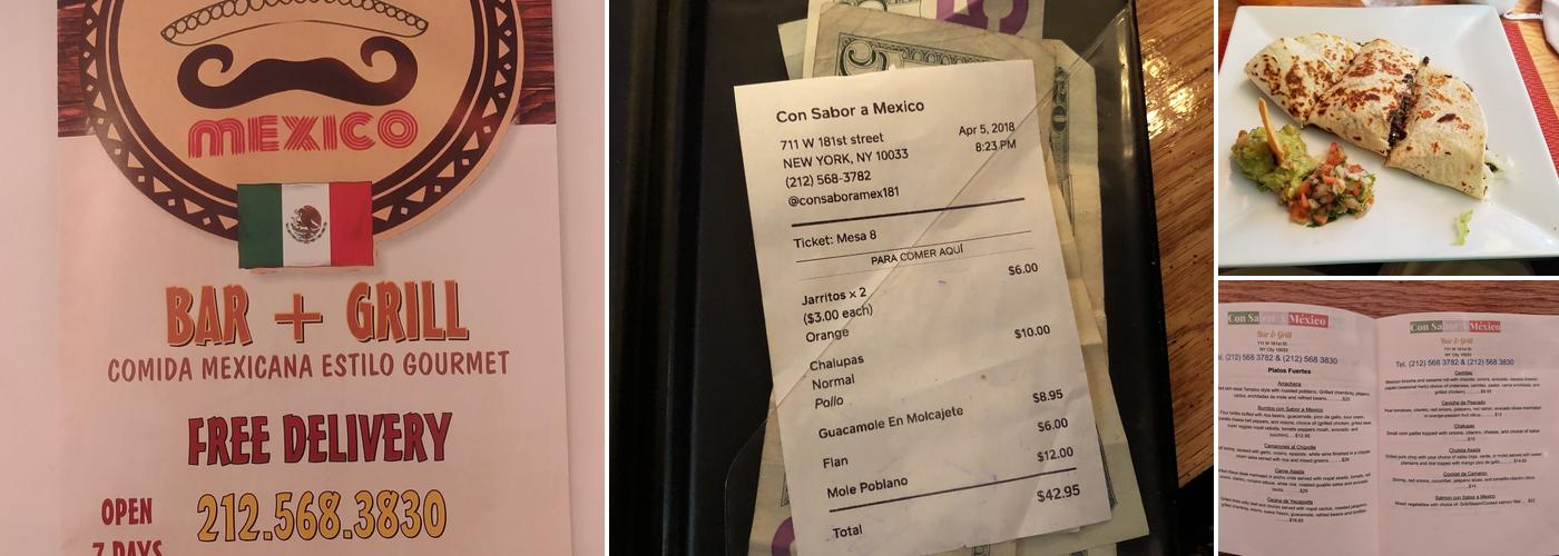 Con Sabor A Mexico Menu