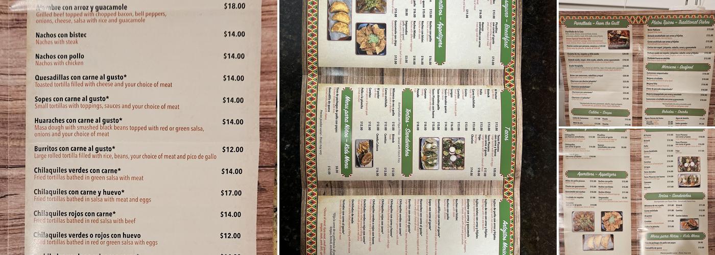 La Morenita Deli and restaurant Menu