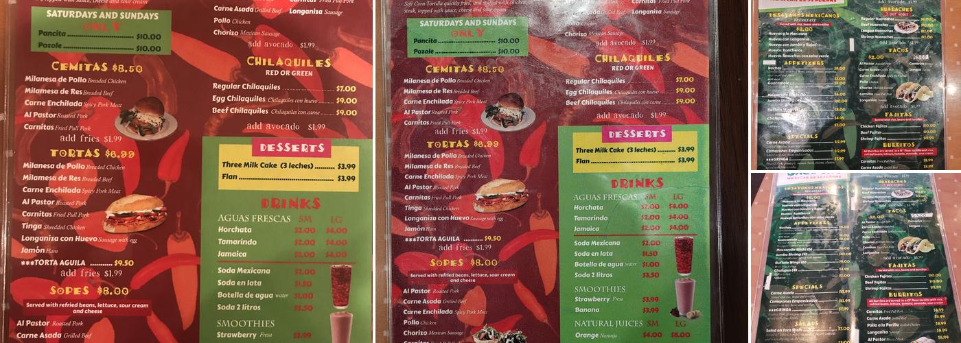 Jalapeño Mexican Restaurant Menu