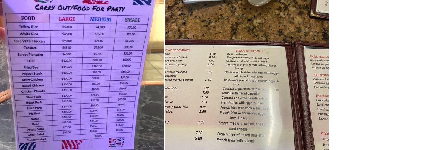 Latin Star Menu