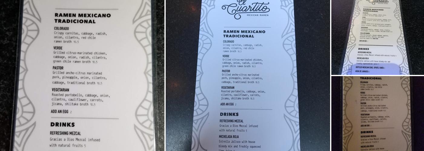 El Cuartito Menu
