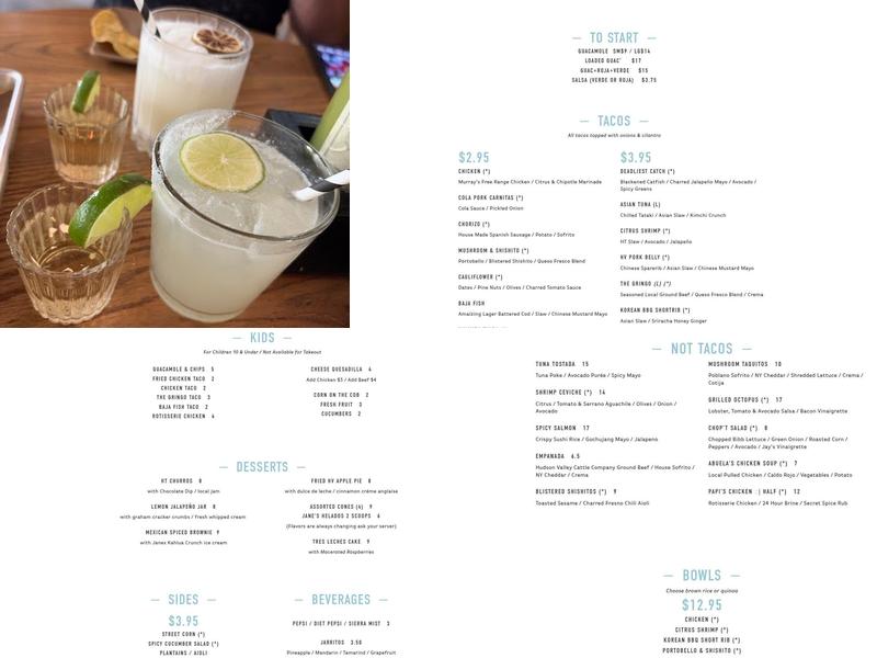 Hudson Taco Menu