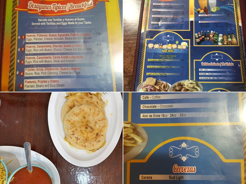 Restaurante Y Panaderia Salvadoreña Menu