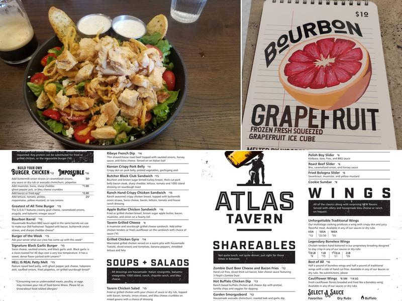 Atlas Tavern Menu