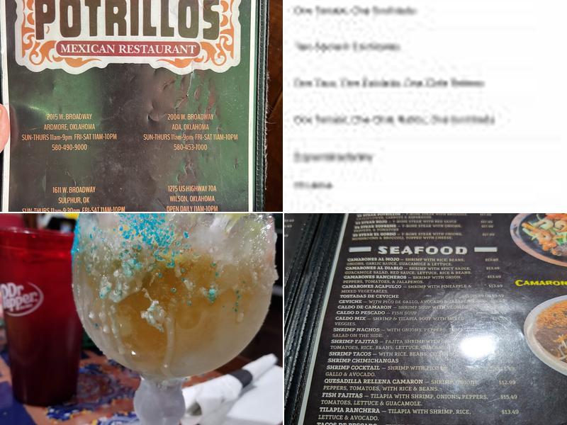 Potrillos Mexican Restaurant Menu