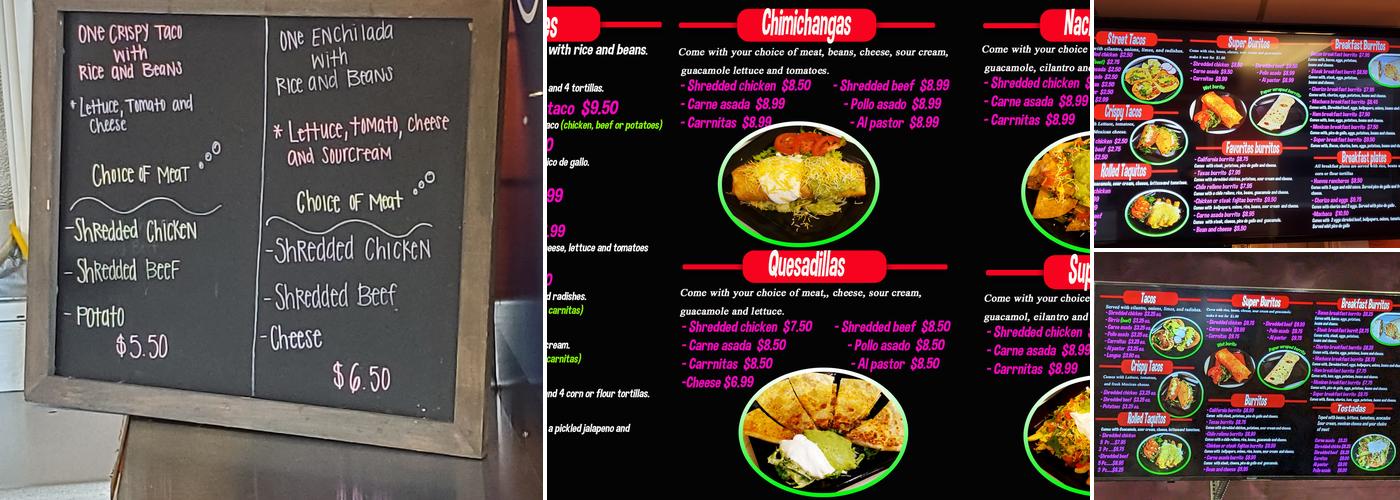 Los taquitos Menu