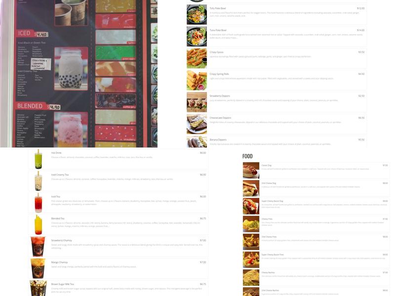 Bobablastic Menu
