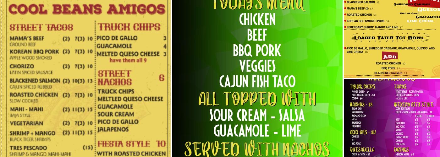 Cool Beans Taco Truck Menu