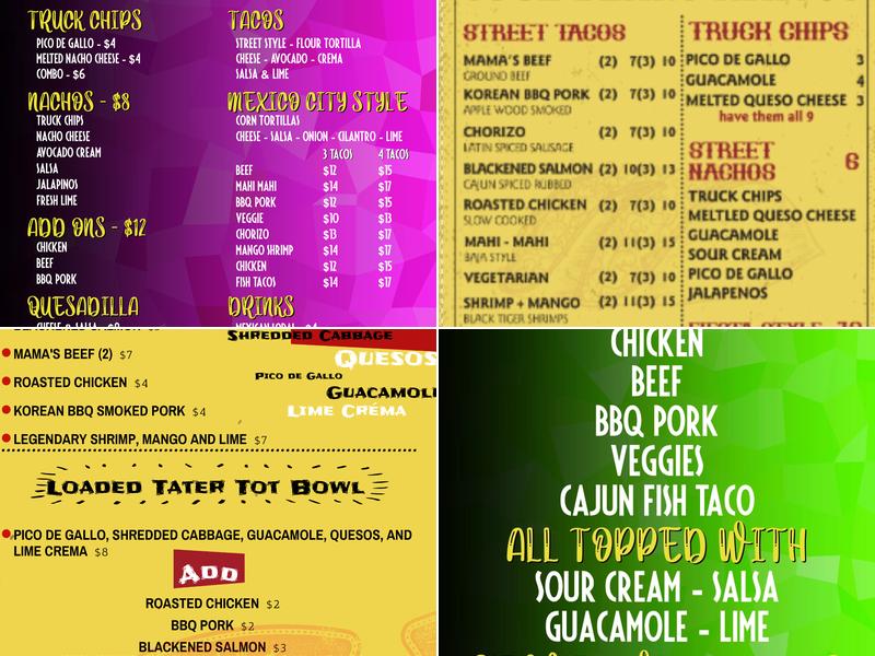 Cool Beans Taco Truck Menu