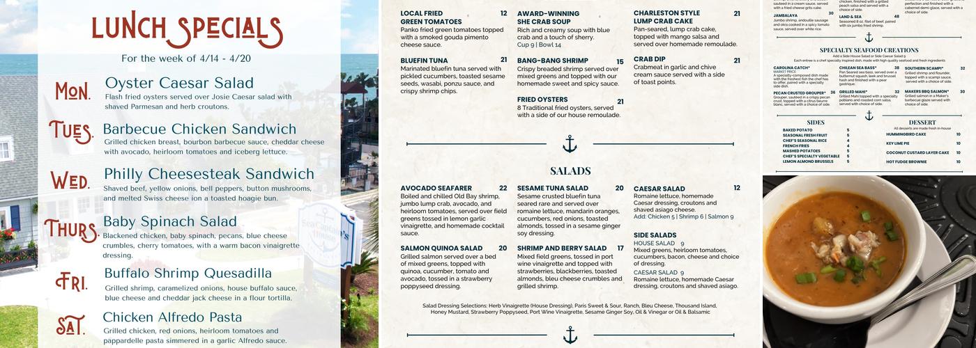 Sea Captain's House Menu