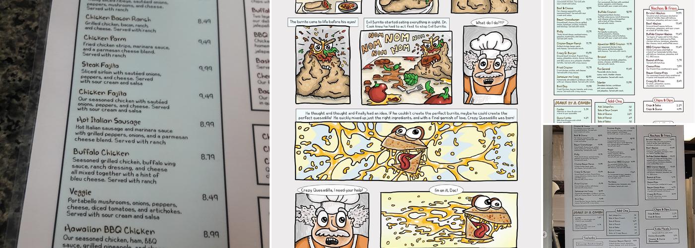 Crazy Quesadilla Menu