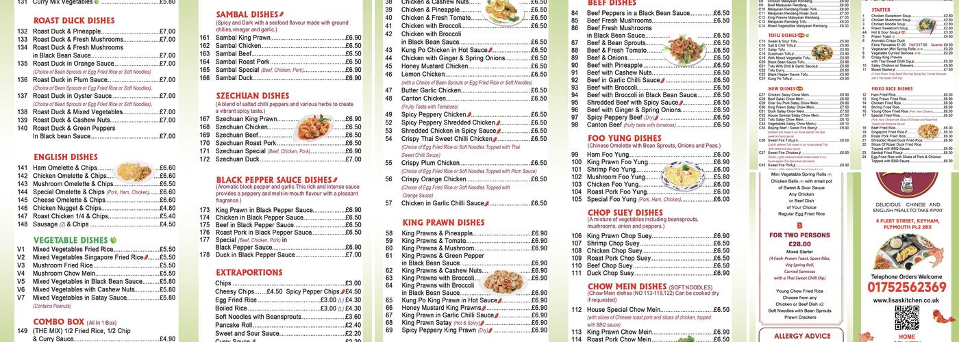 Lisa’s Kitchen Menu