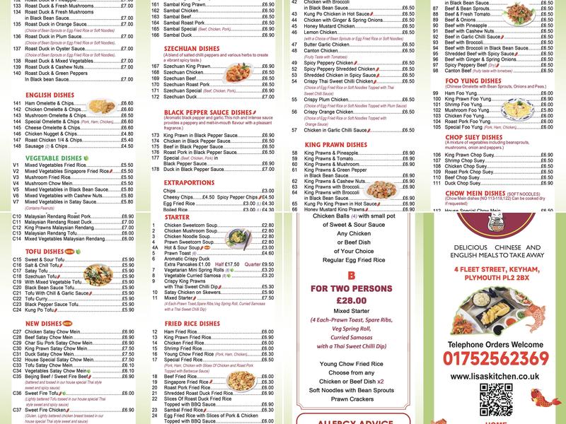 Lisa’s Kitchen Menu