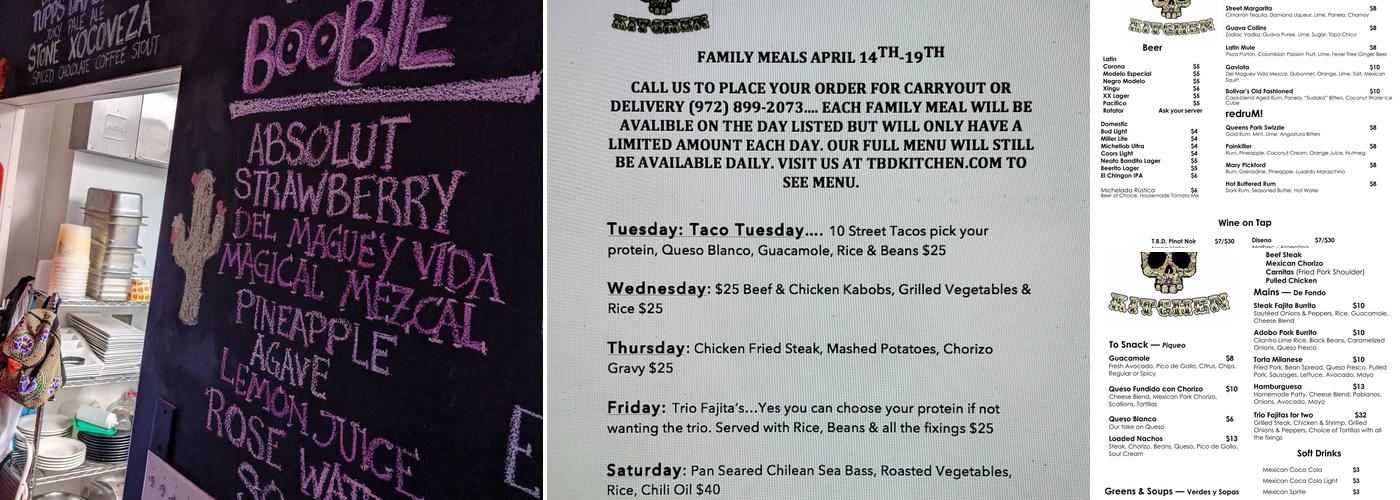 TBD Kitchen Menu